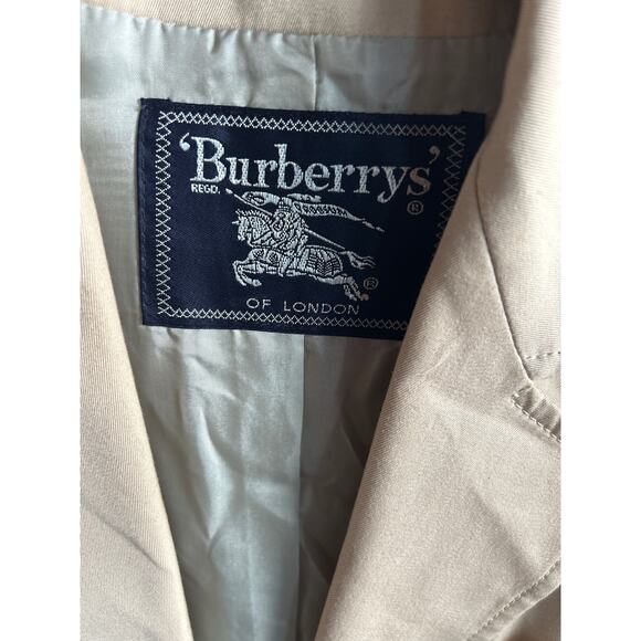 Vintage Burberry tan 100% cotton poplin women’s tan blazed jacket size US 6 - Picture 2 of 5